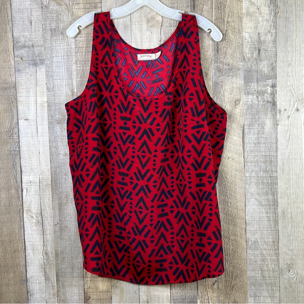 Faded Glory XXL(20) Red & Navy Blue Print Tank Top